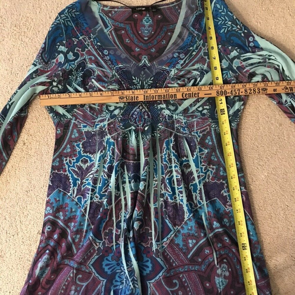 APT 9 Size M - L. 3/4 Sleeves. Empire Tunic Top. Embellished. Stretch. B11 - Picture 5 of 8
